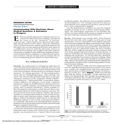Communicating with physicians about medical decisions frosch archives