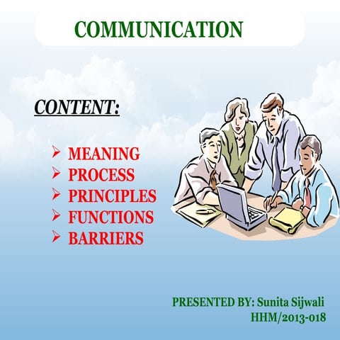 Communication:process functions barriers.