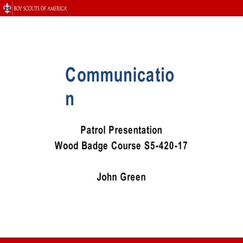 Wood Badge - Communication