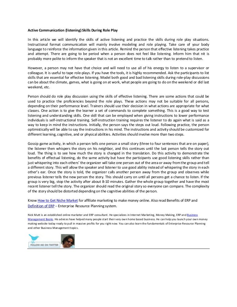 Active Communication Skills During Role Play