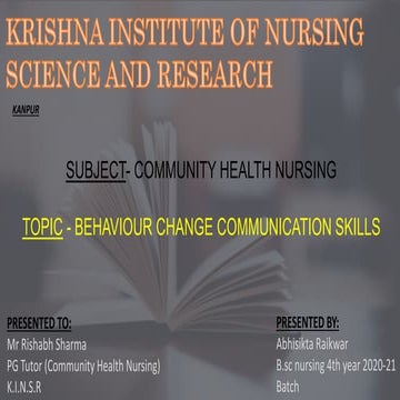 Behaviour change communication  skills..