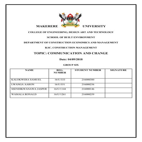 Communication and change  