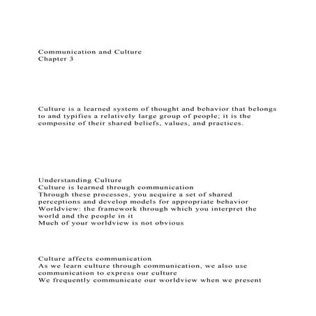Communication and CultureChapter 3Culture is a l.docx