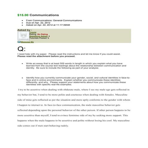 Communication and identity