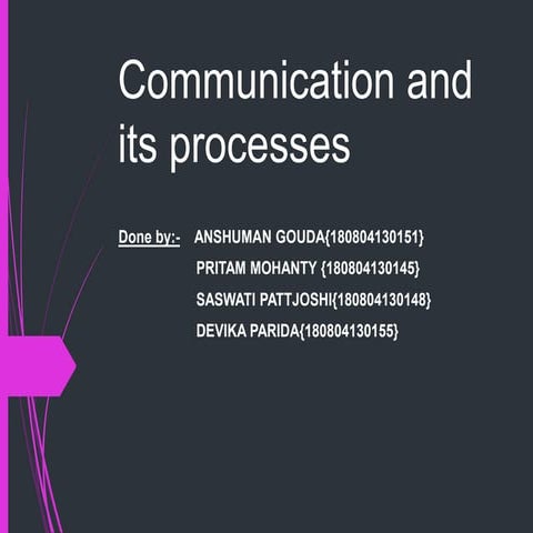 Communication and its processes 
