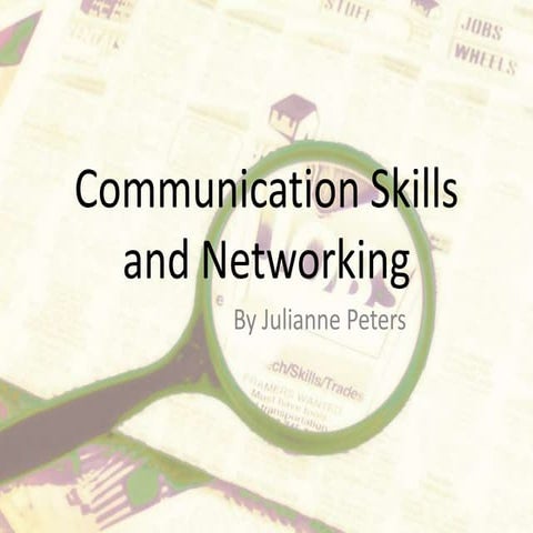 Communication And Networking Skills | PPTX