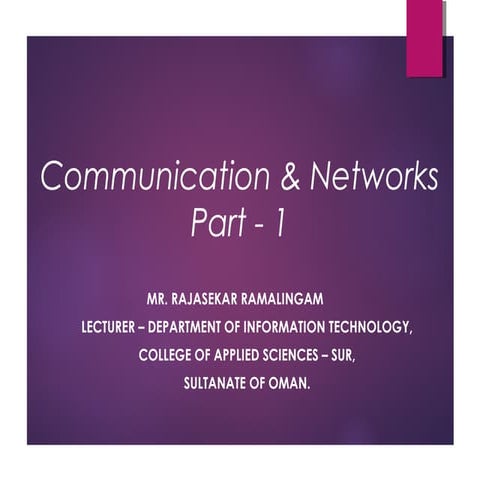 Communication and networks Part 1 | PPT
