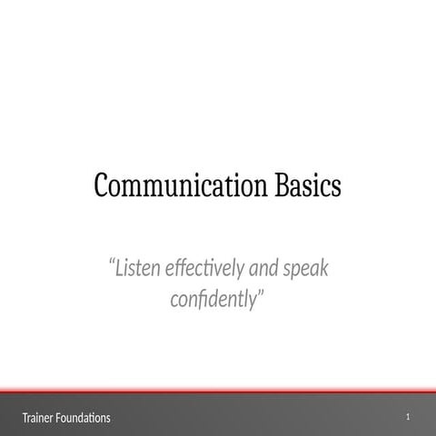 Communication Basics Power Point - Comm. Basics