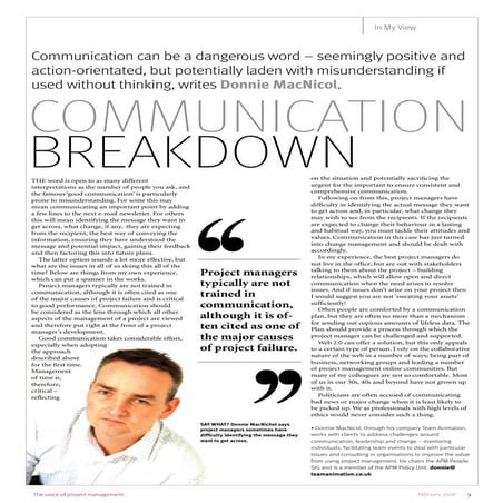 Project communication breakdown - APM Project Article