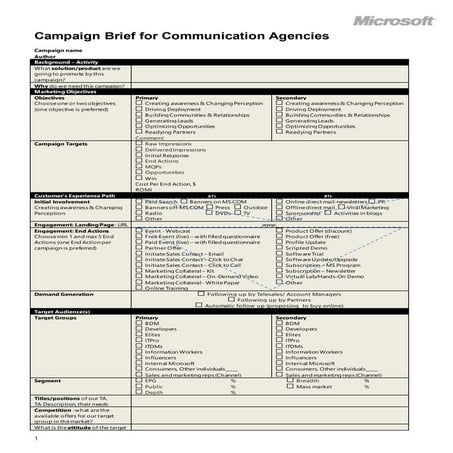 Примеры брифов: Communication brief for_agencies_miscrosoft