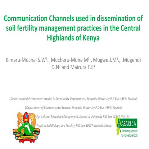 Kimaru-Muchai - Communication Channels used in dissemination of soil fertilit...