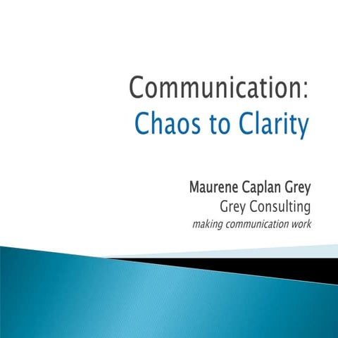 Communication: Chaos to Clarity