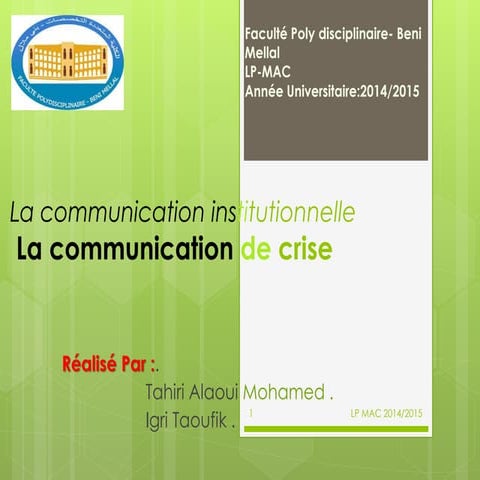 Communication de crise | PPTX