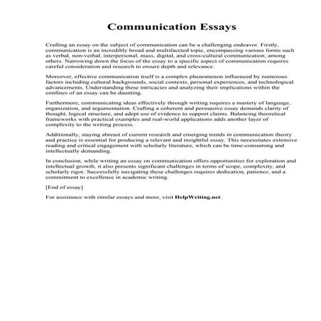 Communication Essays