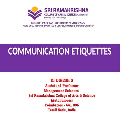 COMMUNICATION ETIQUETTES - AN INDUSTRIALEL PERSPECTIVE