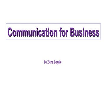 Communication for Business in the work place