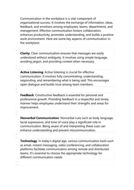 Effective Communication At Workplace | PPTX