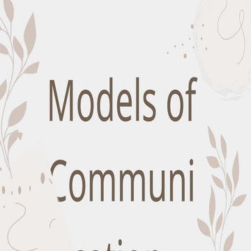 Communication Models. oral communication.