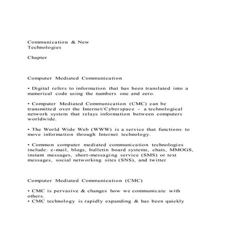 Communication & New TechnologiesChapter Computer