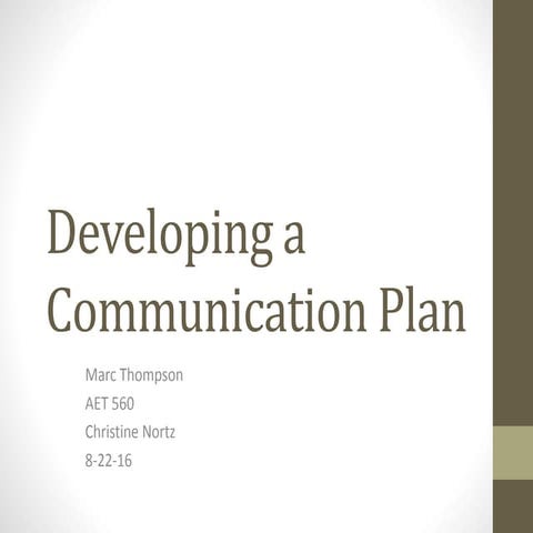Developing a Communication Plan (notes)