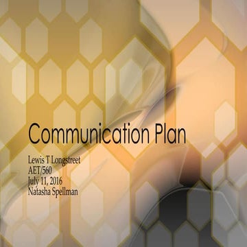Communication Plan - AET/560 - Lewis Longstreet 