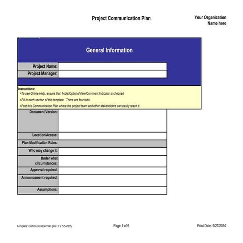 Communication plan template