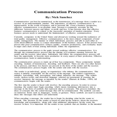 Communication process