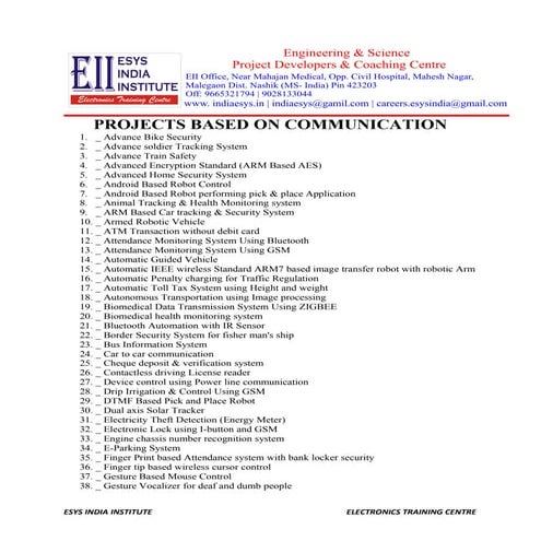 Communication project list