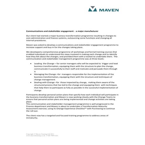 Communications and stakeholder engagement 