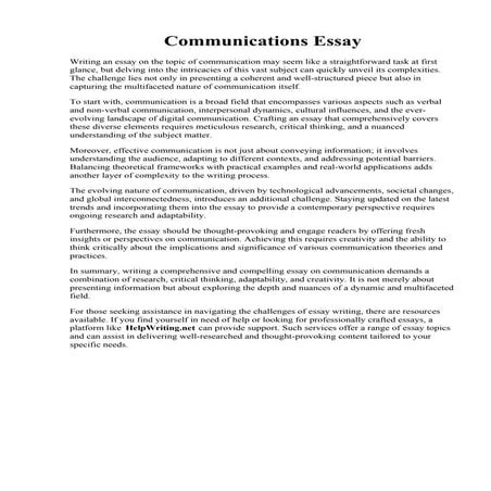 Communications Essay. Means of communication essay free - kidsa.web.fc2.com