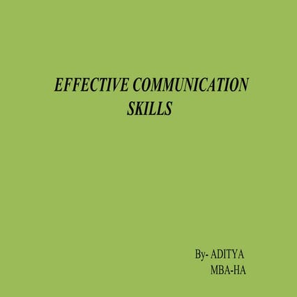 Effective Communication skill