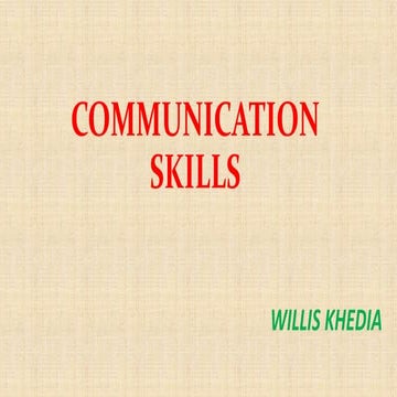 COMMUNICATION SKILLS FOR SALES AND MARKETING