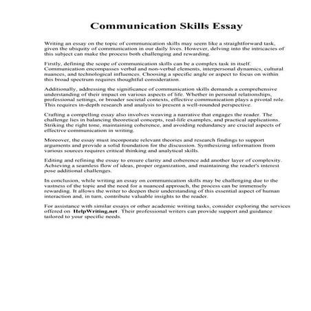 Communication Skills Essay. St. Charles Community College
