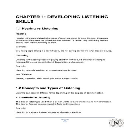 Listening and speaking of communication skills | DOCX