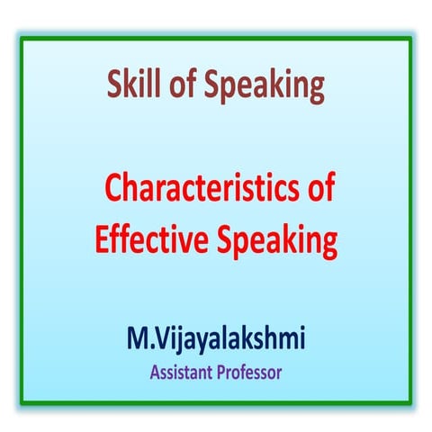 Skill of Speaking
