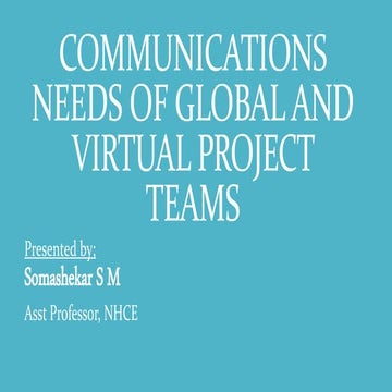 Communications needs of global and virtual project teams