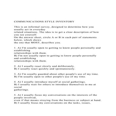 COMMUNICATIONS STYLE INVENTORYThis is an informal survey, .docx