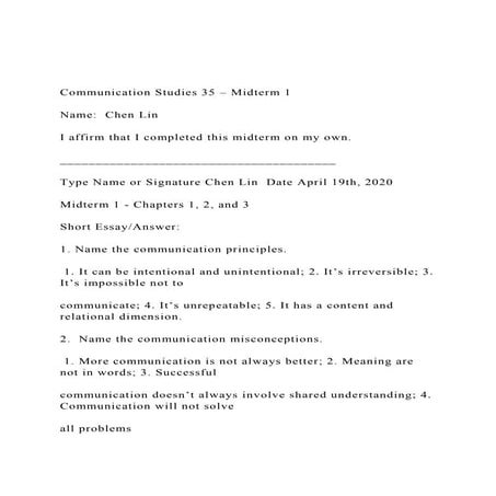 Communication Studies 35 – Midterm 1 Name  Chen Lin    .docx