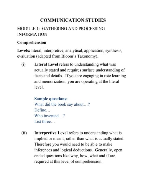 CXC CAPE Communication Studies-Language techniques | DOCX