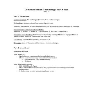 Communication technology test notes