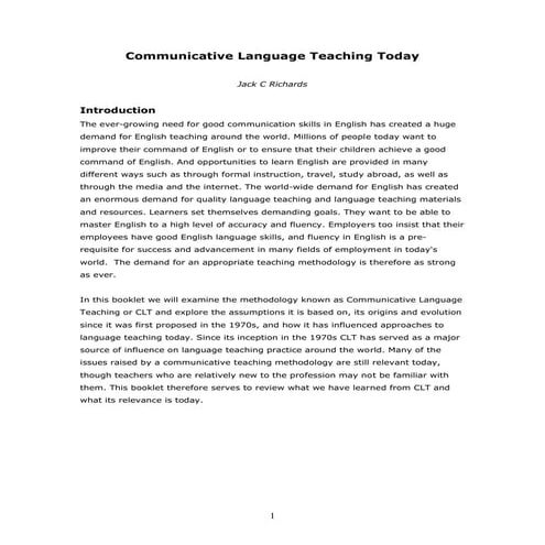 Communicative Language Teaching Today V2 | PDF