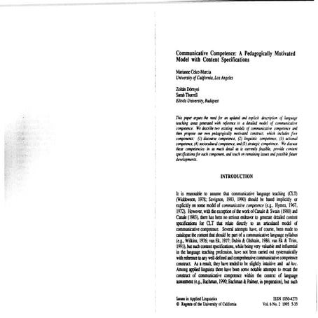 Communicative competence  A pedagogically motivated model with content specif...