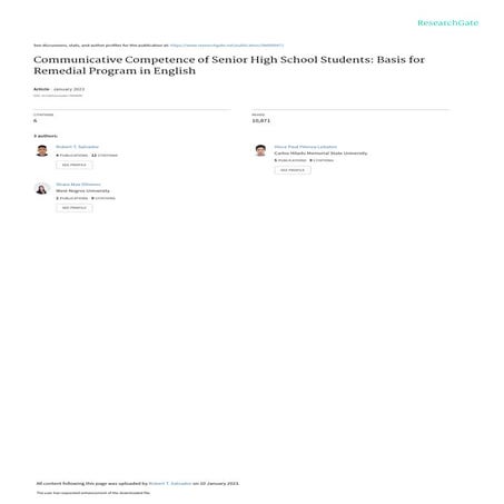 CommunicativeCompetenceofSeniorHighSchoolStudents--BasisforRemedialPrograminE...