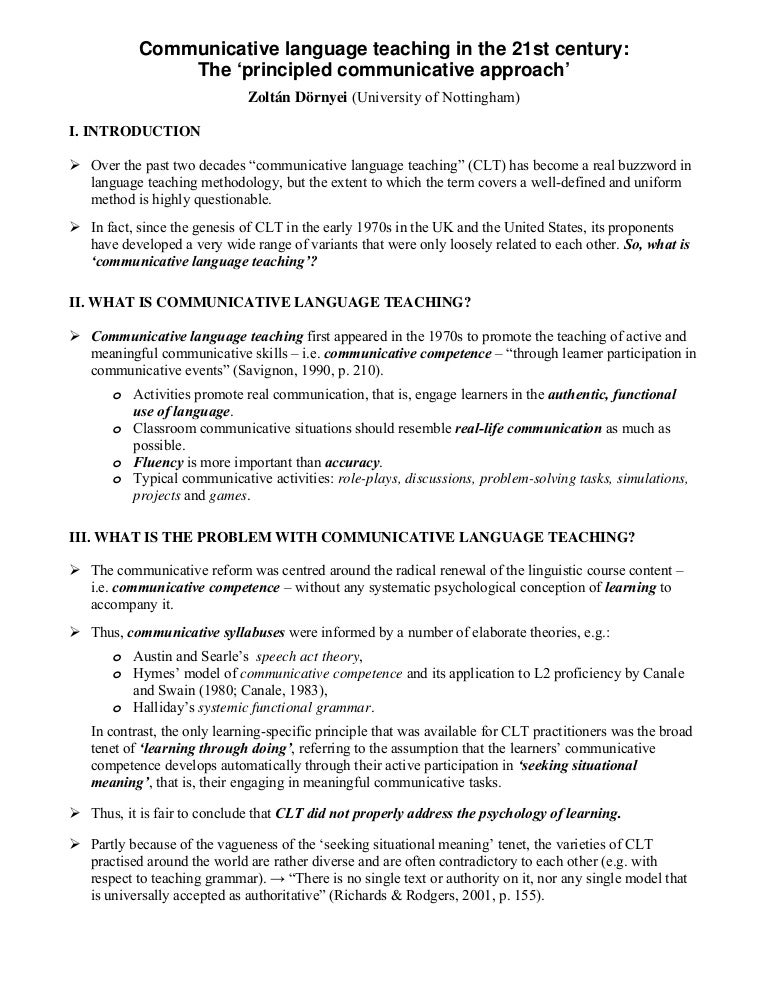 Communicative language teaching essay