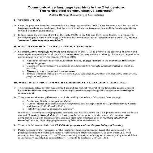 Communicative language teaching in the 21st century: The principled ...