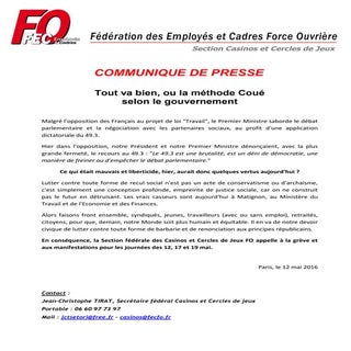 Communiqué de presse : Tout va bien...