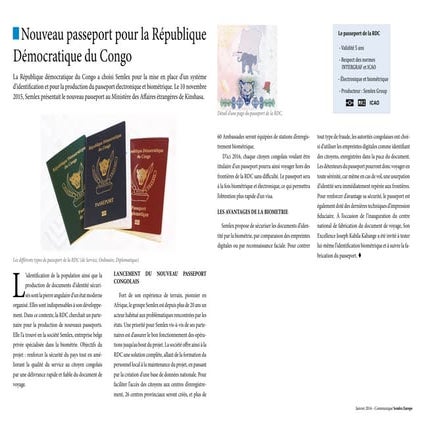 Le passeport biométrique en RDC - Communiqué Semlex | PDF