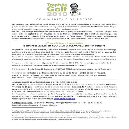 Communiqué presse trophée pn 2010 lolivarie