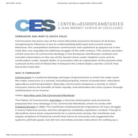 Communism  karl marx to joseph stalin   ces at unc