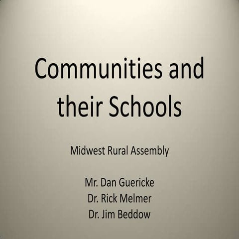 Communities And Their Schools 8.10.09